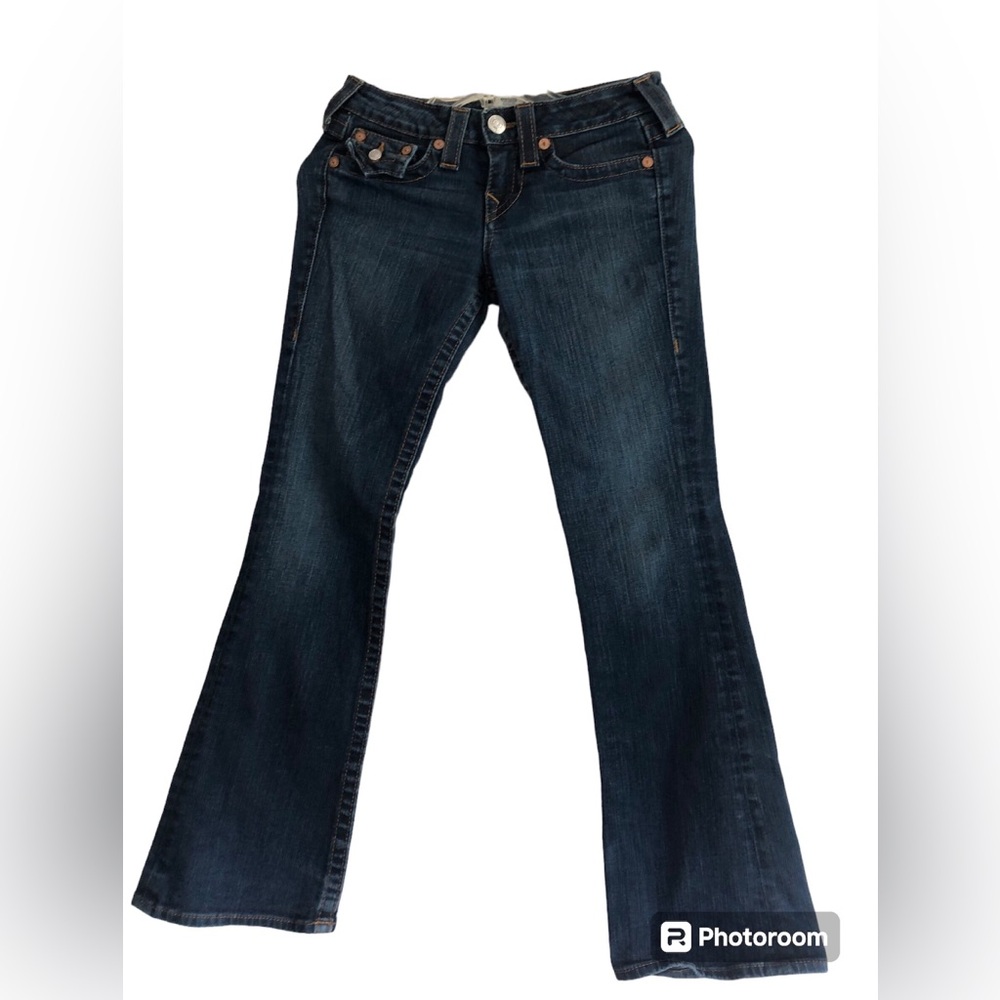 TRUE RELIGION SECTION BECKY PETITE  26 WOMENS DARK BLUE JEANS USA MADE